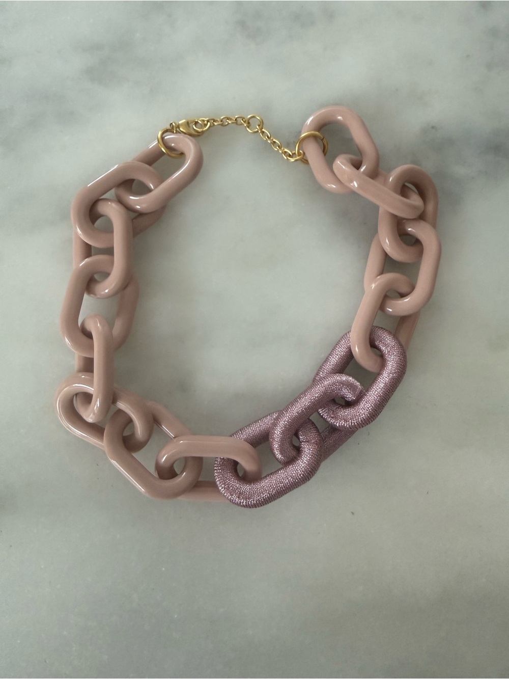 Tuckernuck Chunky Pink Link Necklace with Metallic Accent